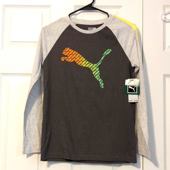 Boys Puma Gray Long sleeve T-shirt size L NWT - Picture 1 of 7